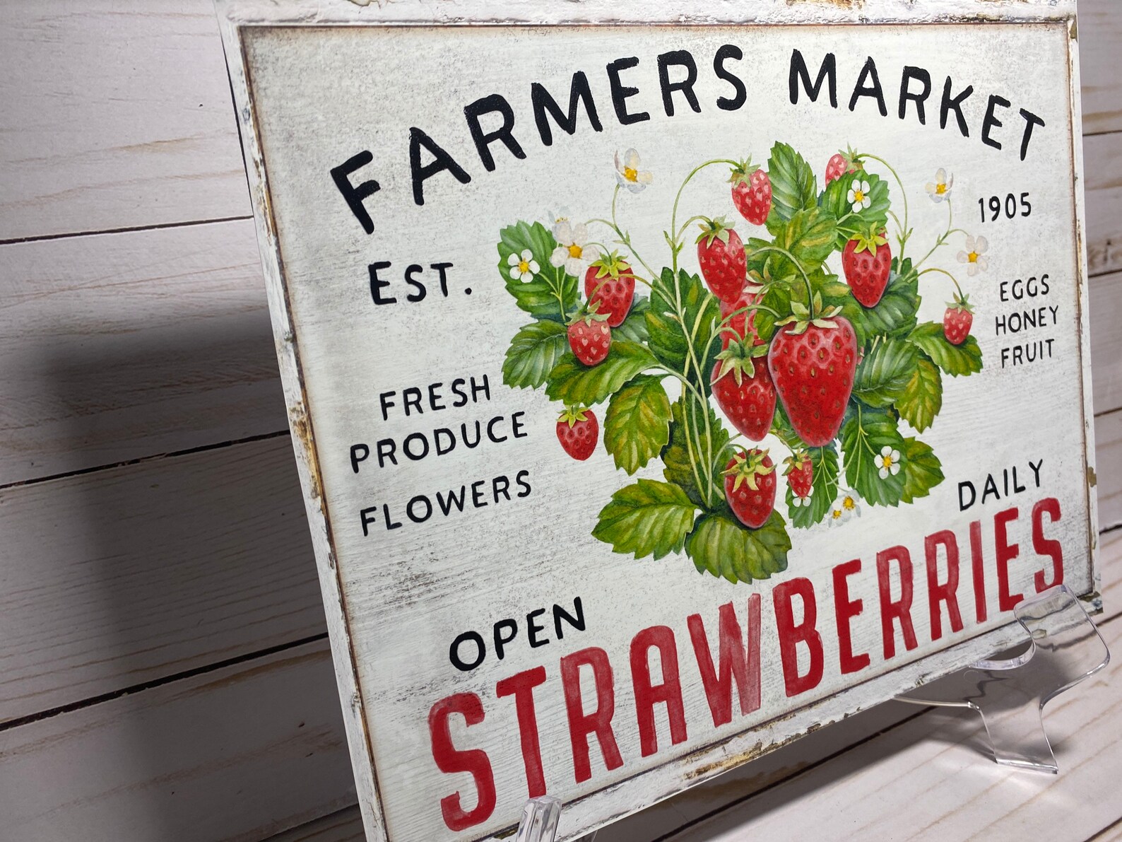 Vintage Strawberry SignFarmhouse Strawberries Wall Etsy