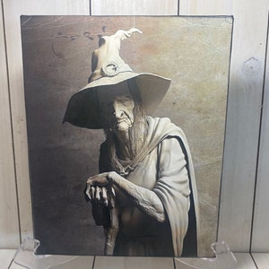 Primitive Rustic Witch Sign,Vintage Style Halloween Witch Old Hag Wall Decor,Creepy Old Witch Wall Decor