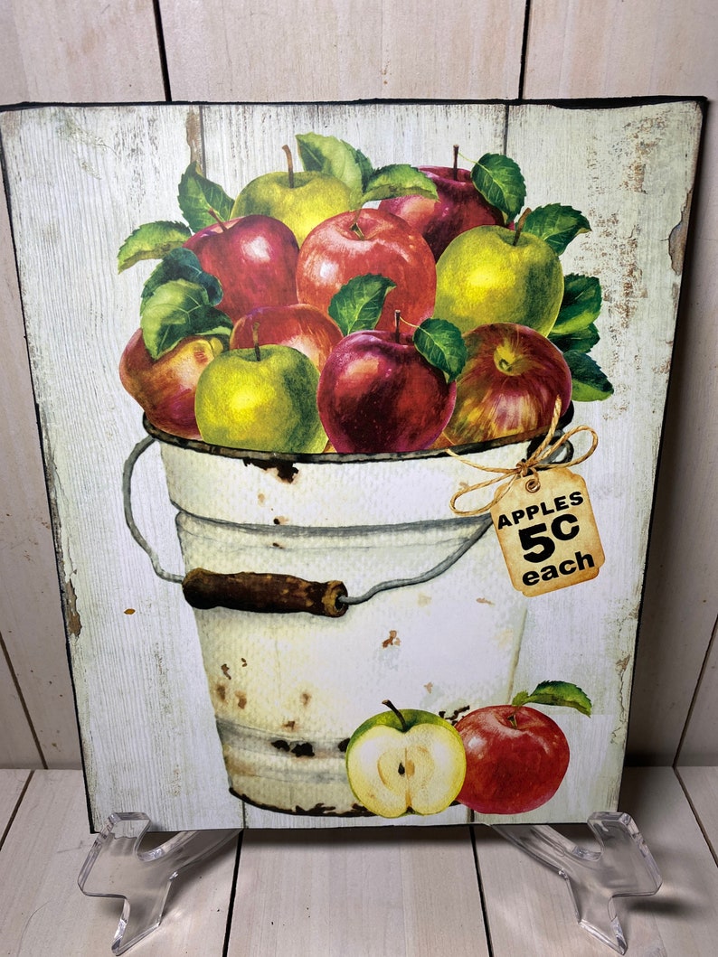 Rustic Farmhouse Bucket of Red Apple Wall Art/farmhouse Apple Etsy