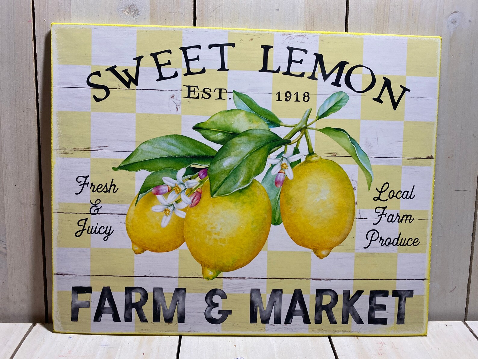 Sweet Lemon Farm Sign Lemon Kitchen Wall Art Lemon Wreath Etsy