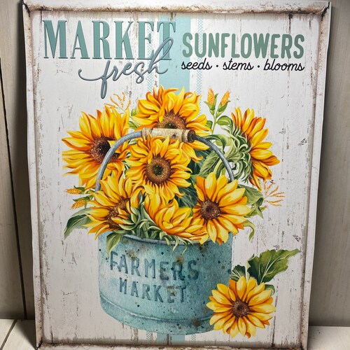 Sunflower Rustic Shabby Chic Farmhouse Art Print Wall Decor Etsy