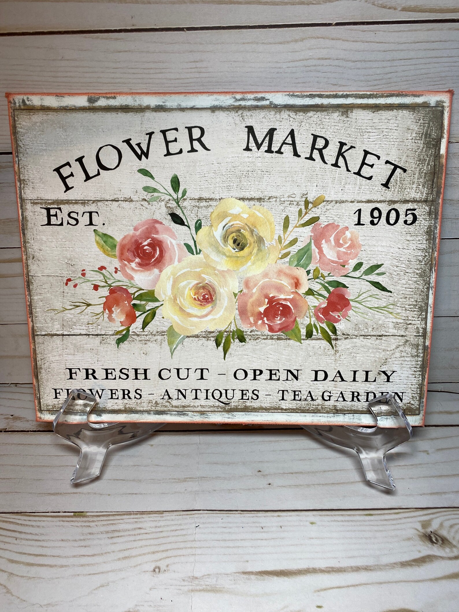 Flower Market SignShabby Chic DecorVintage Style Flower Wall Etsy