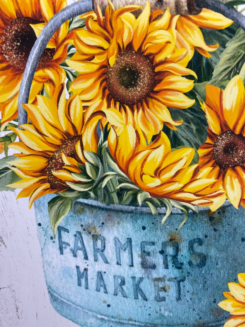 Market Fresh Sunflower Signfarmhouse Sunflower Wall Art Etsy