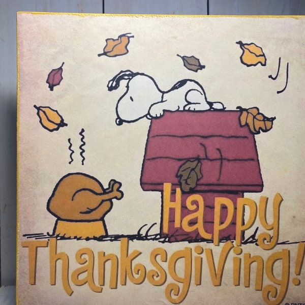 Charlie Brown Happy Thanksgiving Sign, Peanuts Snoopy Thanksgiving Wall Art, Vintage Happy Turkey Day Signs