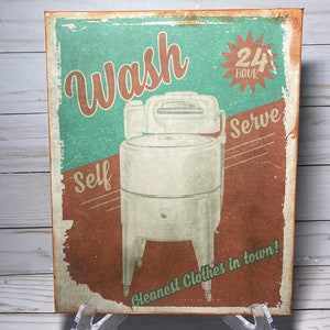 Vintage Primitive Antique Retro 1950’S Clothes Laundry Washing Machine Print, Laundry Room Decor