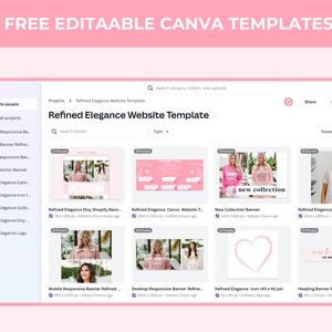 Refined Elegance Boutique Shopify Theme | Pink Shopify Template Feminine, Minimal & Cute Design | Editable Canva Templates | Shopify OS 2.0