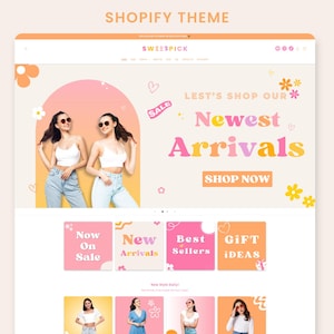 Tema Shopify Sweetpic Boutique / Modello Shopify rosa / Design femminile, minimale e carino / Modelli Canva modificabili / Shopify OS 2.0