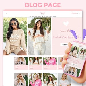 Refined Elegance Boutique Shopify Theme | Pink Shopify Template Feminine, Minimal & Cute Design | Editable Canva Templates | Shopify OS 2.0