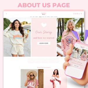 Refined Elegance Boutique Shopify Theme | Pink Shopify Template Feminine, Minimal & Cute Design | Editable Canva Templates | Shopify OS 2.0