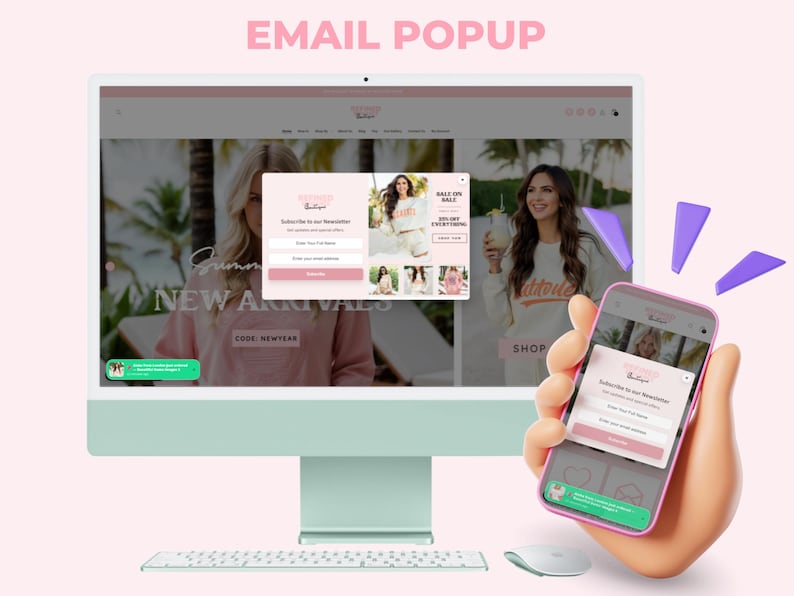 Refined Elegance Boutique Shopify Theme | Pink Shopify Template Feminine, Minimal & Cute Design | Editable Canva Templates | Shopify OS 2.0