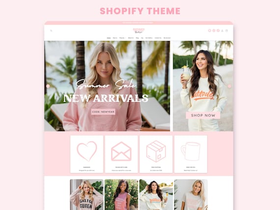 Refined Elegance Boutique Shopify Theme | Pink Shopify Template Feminine, Minimal & Cute Design | Editable Canva Templates | Shopify OS 2.0