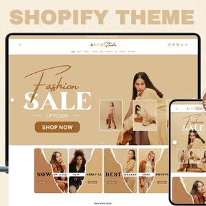 Boutique Shopify Theme for Fashion Store | Feminine Minimal Clothing Brand Website Template | Beige Girly Shopify OS 2.0 Theme – Aera Studio