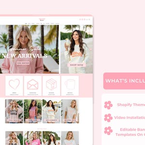 Refined Elegance Boutique Shopify Theme | Pink Shopify Template Feminine, Minimal & Cute Design | Editable Canva Templates | Shopify OS 2.0