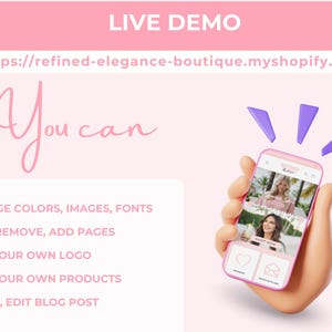 Refined Elegance Boutique Shopify Theme | Pink Shopify Template Feminine, Minimal & Cute Design | Editable Canva Templates | Shopify OS 2.0