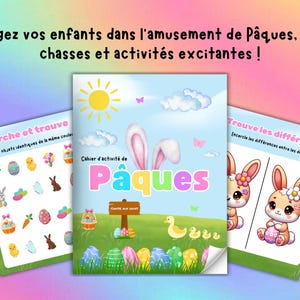 Cahier d&#39;activité sur Pâques pour Enfant : Coloriage, Labyrinthe, Chasse au Trésoir et Plus