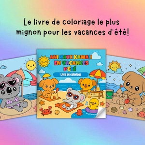 Livre de Coloriage d&#39;Été : Animaux Kawaii à Colorier
