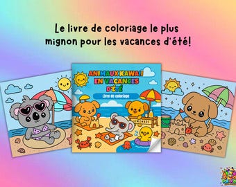 Livre de Coloriage d'Été : Animaux Kawaii à Colorier