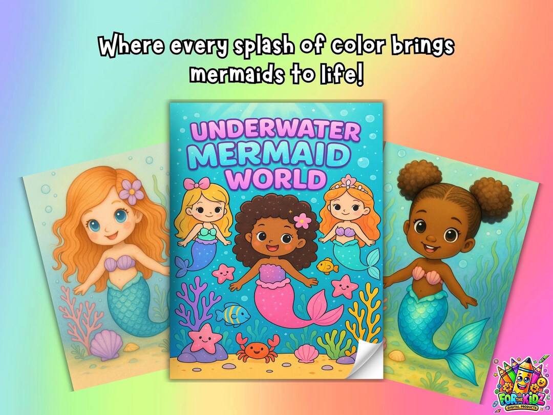 Mermaid Coloring Book for Kids: 50 Unique Pages - Etsy