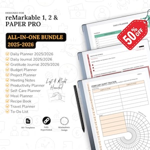 60+ Remarkable 2 and PaperPro Templates, traveler notebook, 2025 2026 Calendar, Digital planner, Remarkable template, Budget planner