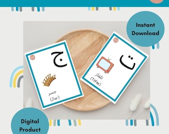 Arabic Alphabet Flashcards-Arabic Letters Flashcards with Pictures and Vocabulary