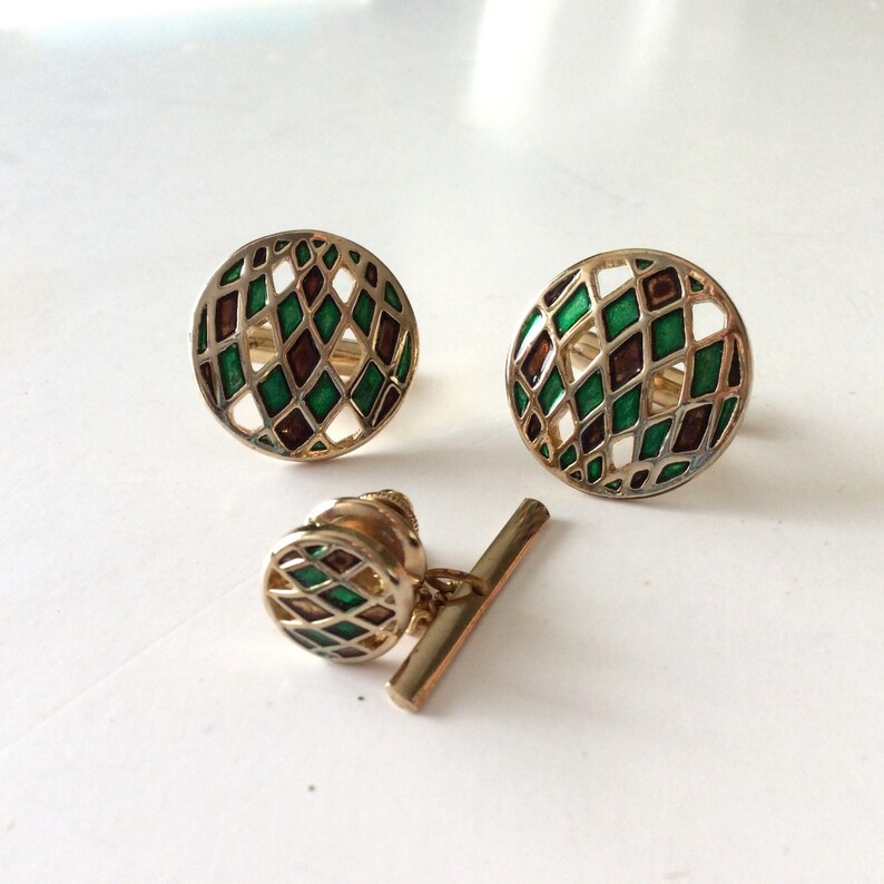Swank Cuff links Cuff Links with tie tack Man/'s cuff links and tie tack tie tack Swank Cuff Links with matching tie tack cuff link