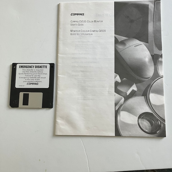 Compaq Color Monitor User's Guide, Compaq Emergency Diskette