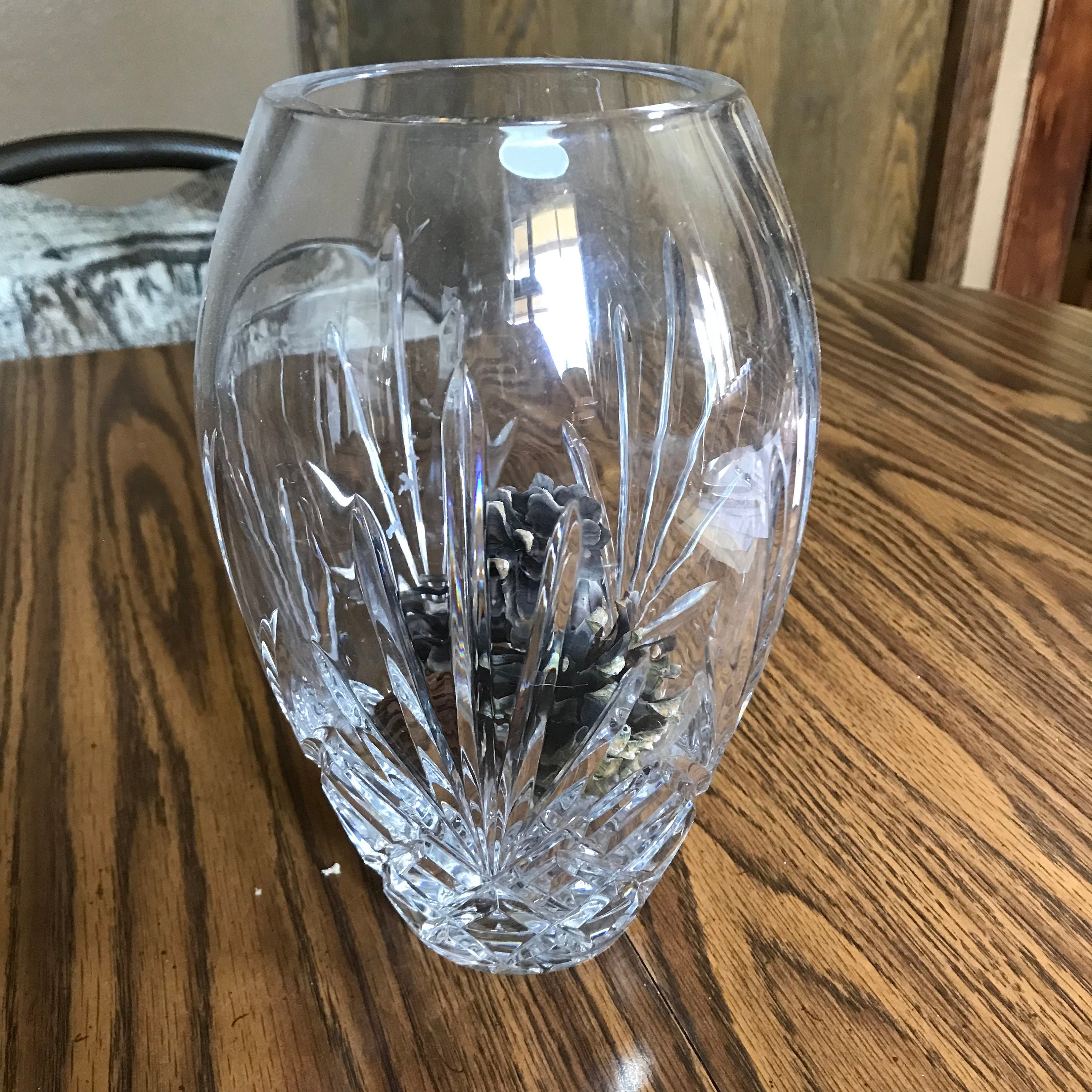 Block Crystal Vase 24 Full Lead Crystal Vintage Lead Etsy