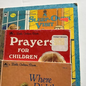 Six Little Golden Books, Children’s Books, Santa’s Toy Shop, Pinocchio,Pick of The Litter, A Sleep-over Visit
