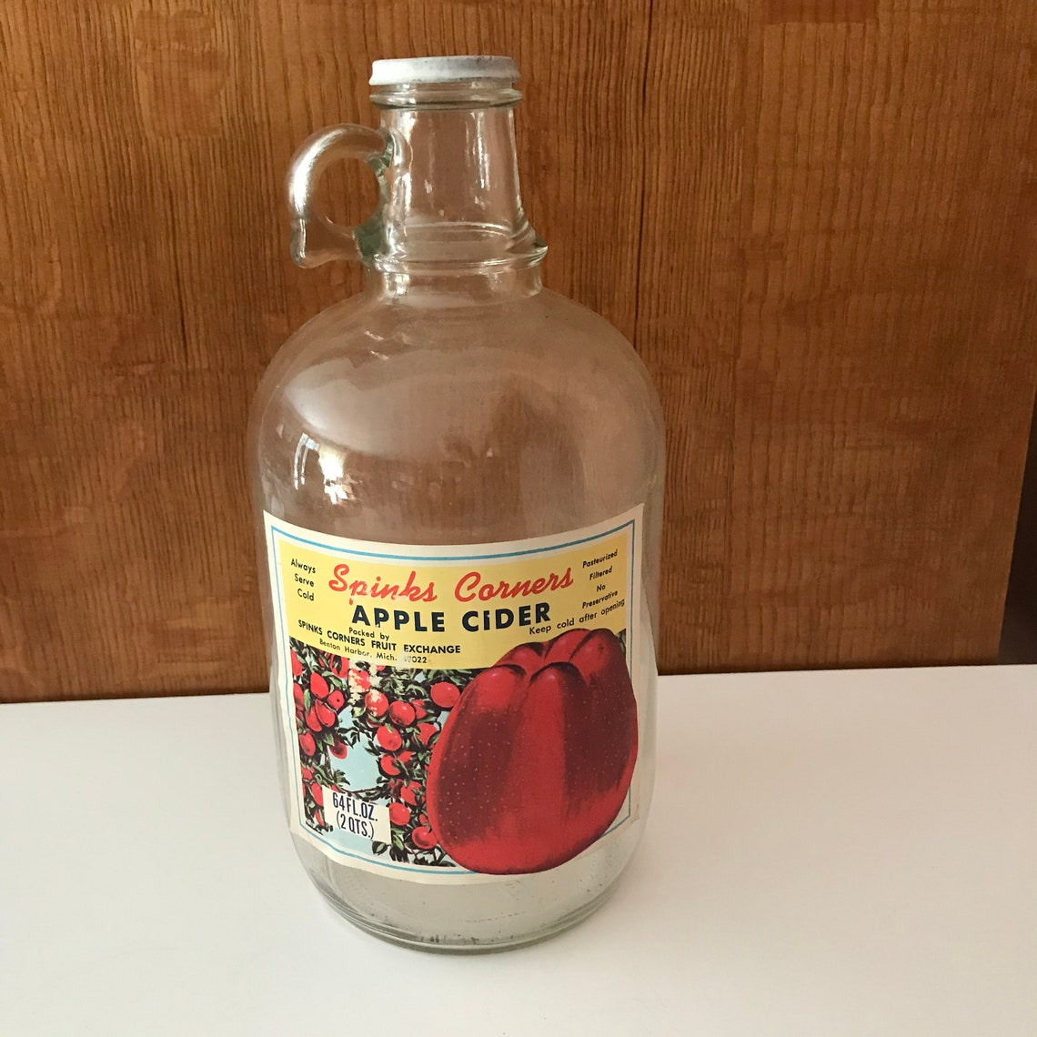 Half Gallon Apple Cider Jug Cider Jug Glass Jug Half Gallon Etsy