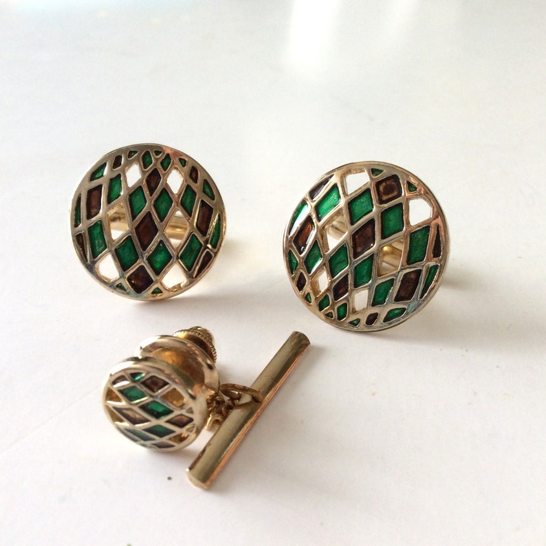 Swank Cuff links Cuff Links with tie tack Man/'s cuff links and tie tack tie tack Swank Cuff Links with matching tie tack cuff link