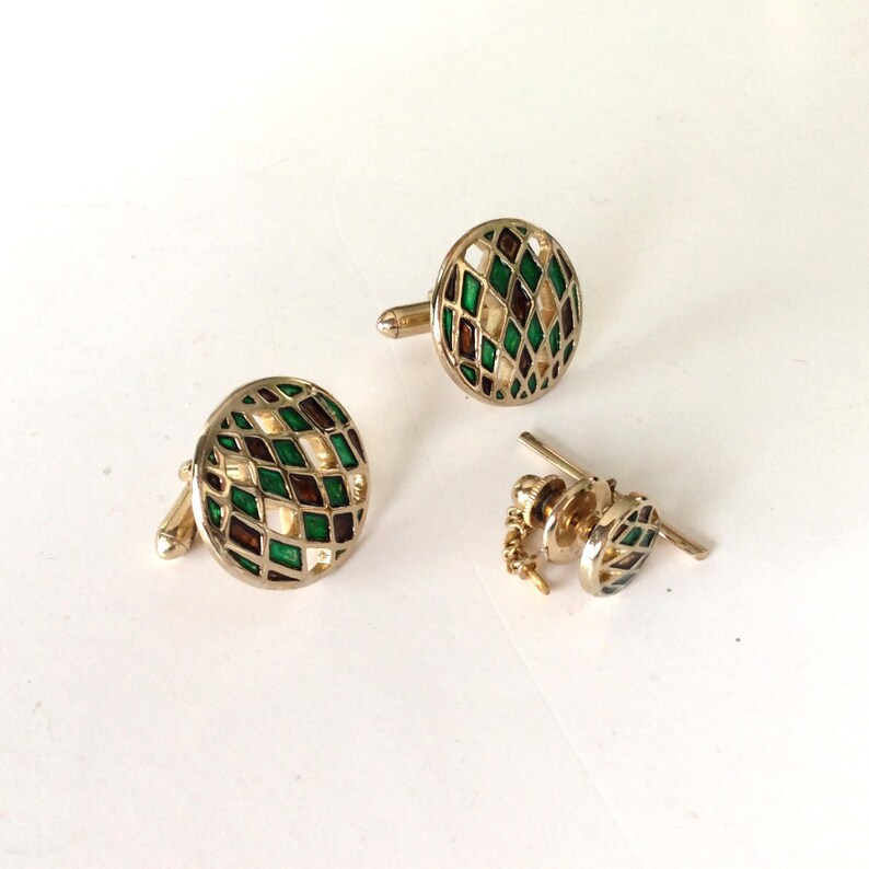 Swank Cuff links Cuff Links with tie tack Man/'s cuff links and tie tack tie tack Swank Cuff Links with matching tie tack cuff link