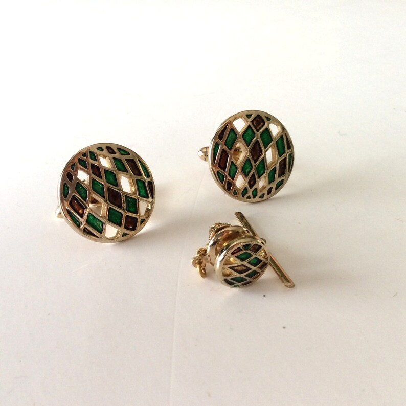 Swank Cuff links Cuff Links with tie tack Man/'s cuff links and tie tack tie tack Swank Cuff Links with matching tie tack cuff link