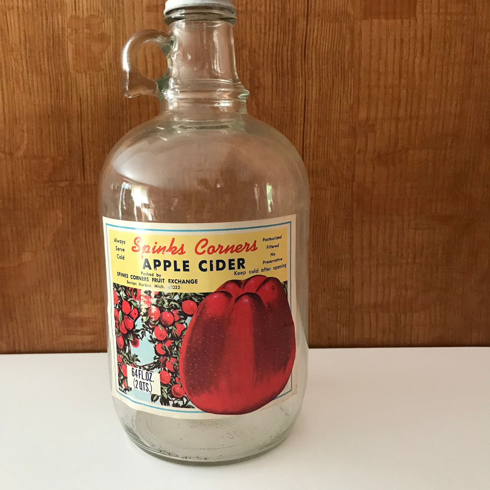 Half Gallon Apple Cider Jug Cider Jug Glass Jug Half Gallon Etsy