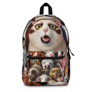Whimsical Animal Backpack - Fun Pet Print Bag for Kids, School, Hiking, Unique Gifts for Animal Lovers, Playful Everyday Use