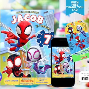 Spidey und seine erstaunliche Freunde Geburtstagseinladung Spidey Einladung Spiderman Party Spidey und Freunde Junge einladen Digital Instant EDITIERBAR