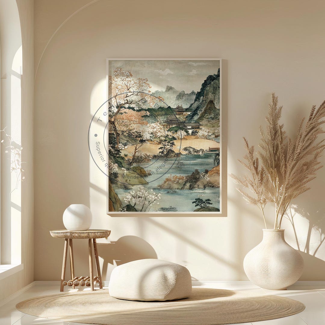 Japanese Mountains Printable Wall Art - Rustic Asian Landscape ...