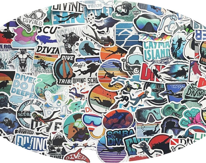 Scuba Sticker- Scuba Diver Sticker for Water Bottle, Waterproof Sticker ...