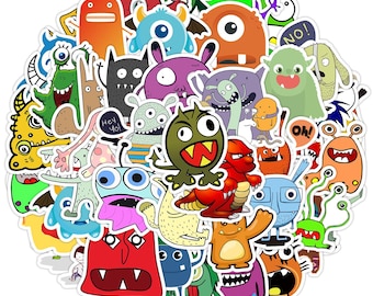 Cute Monster stickers, Viny stickers,10-50Pcs Random pack, FREE Shipping, Waterproof sticker, Laptop stickers, Water bottle stickers