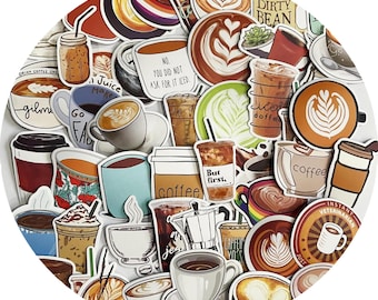 Coffee stickers, Viny stickers,10-50Pcs Random pack, FREE Shipping, Waterproof sticker, Laptop stickers, Water bottle stickers