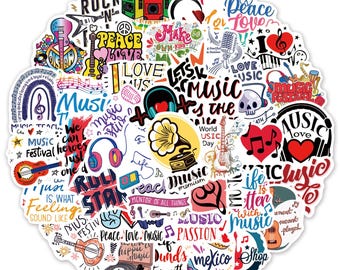 Music lover stickers, Viny stickers,10-50Pcs Random pack, FREE Shipping, Waterproof sticker, Laptop stickers, Water bottle stickers