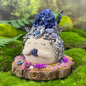 Handmade Azurite Malachite Clay Figurine: Ascension Stone, Transformation Stone Metaphysical Decor image 1