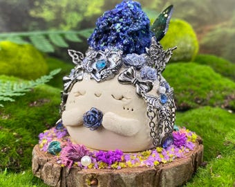 Handmade Azurite Malachite Clay Figurine: Ascension Stone, Transformation Stone Metaphysical Decor