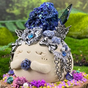 Handmade Azurite Malachite Clay Figurine: Ascension Stone, Transformation Stone Metaphysical Decor image 13
