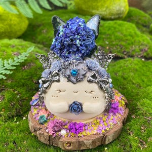 Handmade Azurite Malachite Clay Figurine: Ascension Stone, Transformation Stone Metaphysical Decor image 6