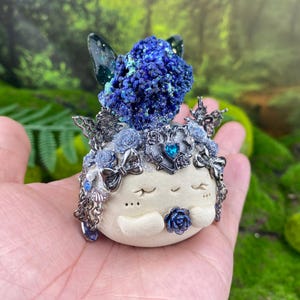 Handmade Azurite Malachite Clay Figurine: Ascension Stone, Transformation Stone Metaphysical Decor image 2