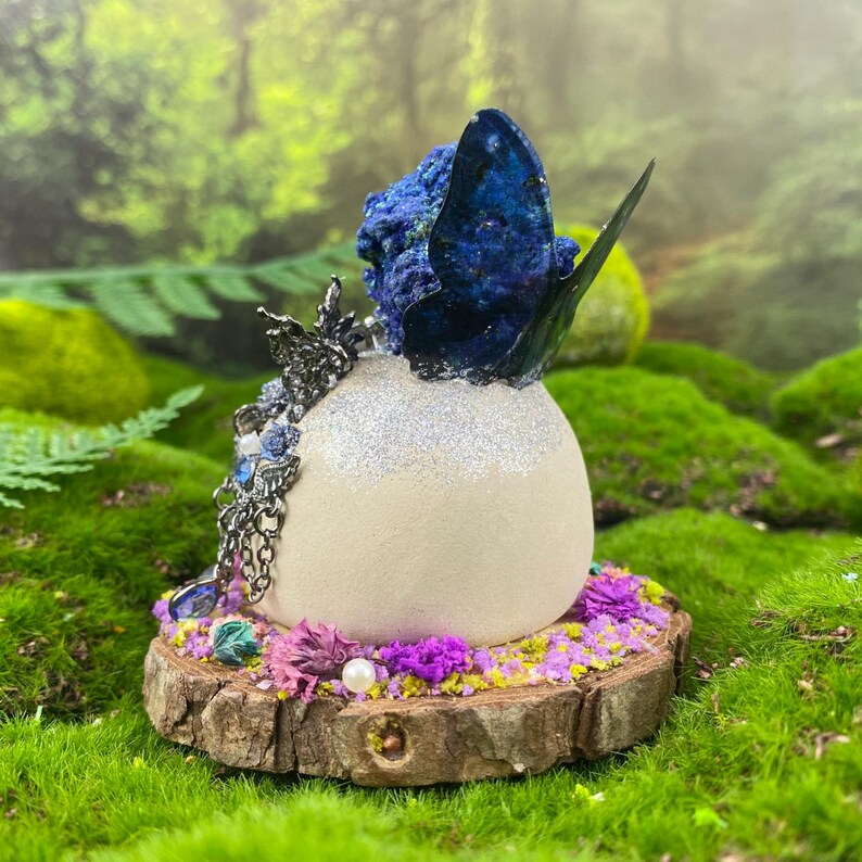 Handmade Azurite Malachite Clay Figurine: Ascension Stone, Transformation Stone Metaphysical Decor image 5