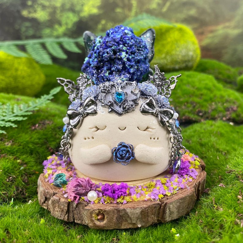 Handmade Azurite Malachite Clay Figurine: Ascension Stone, Transformation Stone Metaphysical Decor image 3