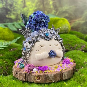 Handmade Azurite Malachite Clay Figurine: Ascension Stone, Transformation Stone Metaphysical Decor image 4