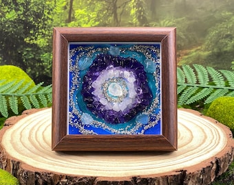 Handmade Crystal Energy Decor 5 Inch Spiritual Artwork with Amethyst and White Quartz