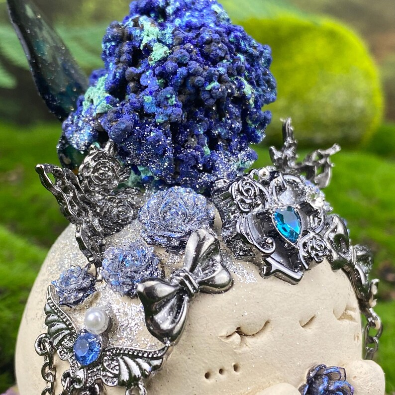 Handmade Azurite Malachite Clay Figurine: Ascension Stone, Transformation Stone Metaphysical Decor image 10